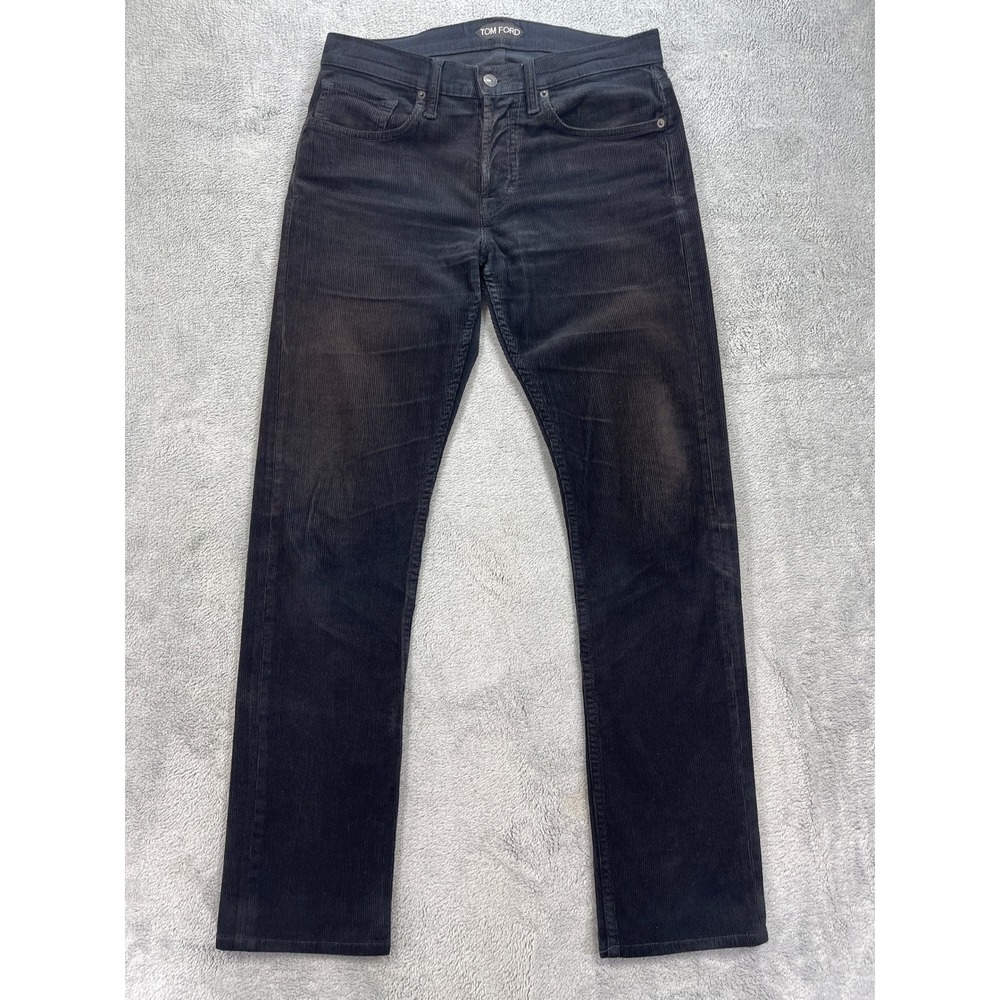 Tom Ford Corduroy Pants Mens 32 Black Slim Fit Straight Leg Five Pocket Designer